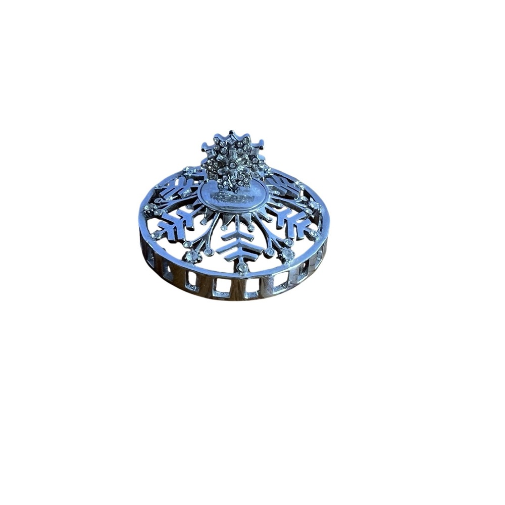 St. John Votive Candle Snowflake Cover‎ Stopper Rhinestones Cut Out Silver